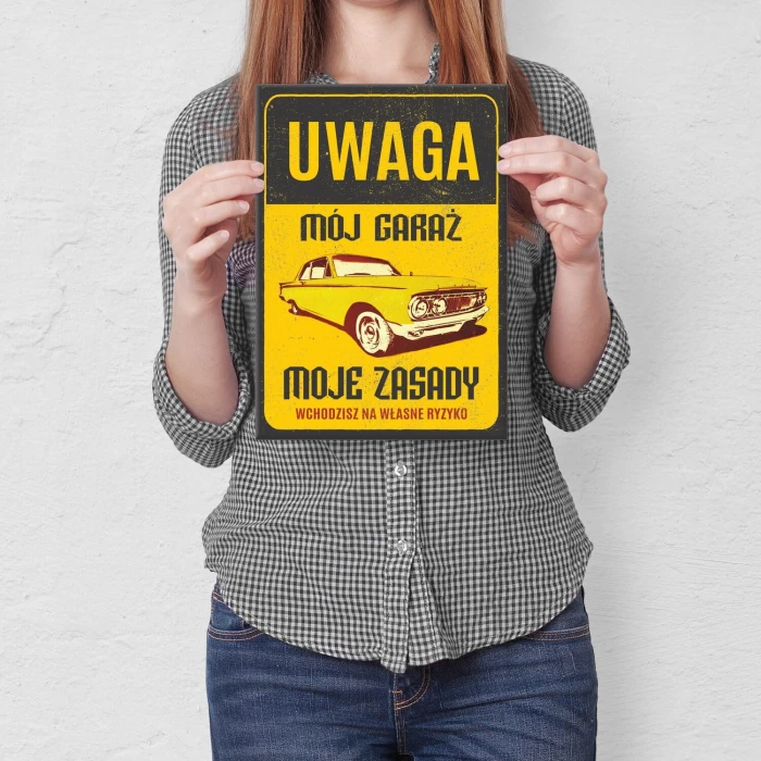 Plakat metalowy uwaga moje zasady Prezent
