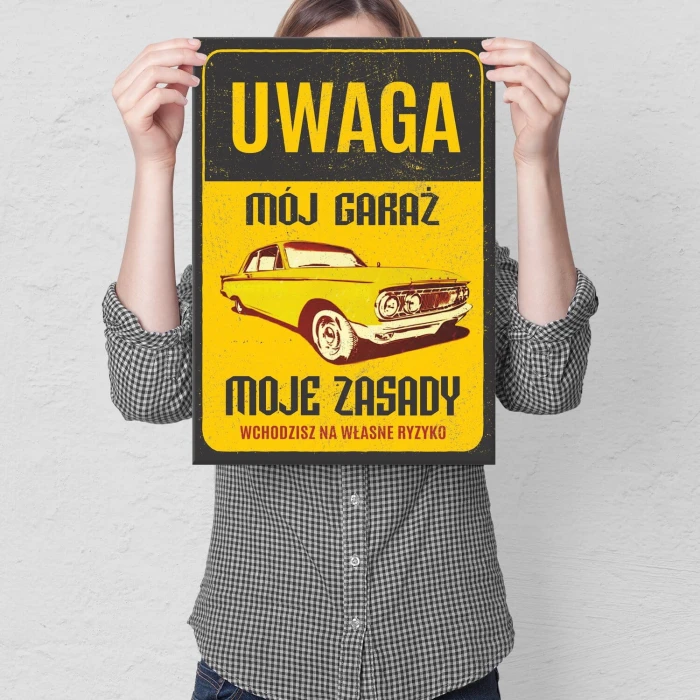 Plakat metalowy uwaga moje zasady Prezent
