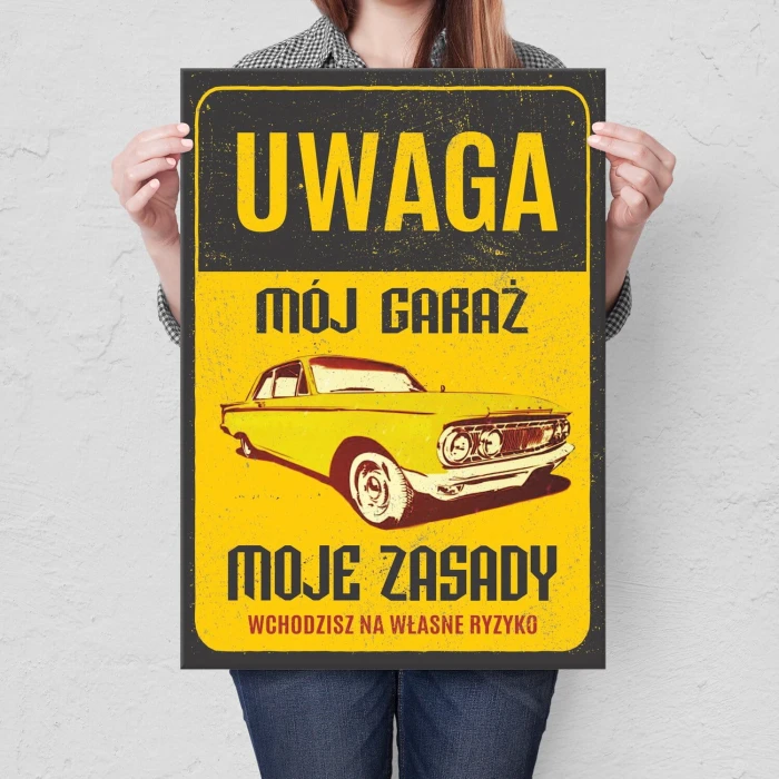 Plakat metalowy uwaga moje zasady Prezent