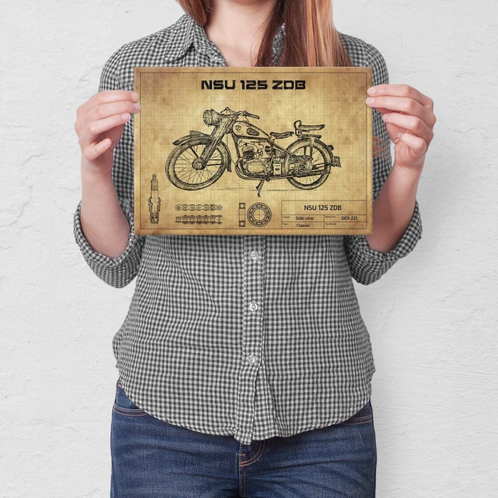 Plakat metalowy NSU 125 ZDB Prezent