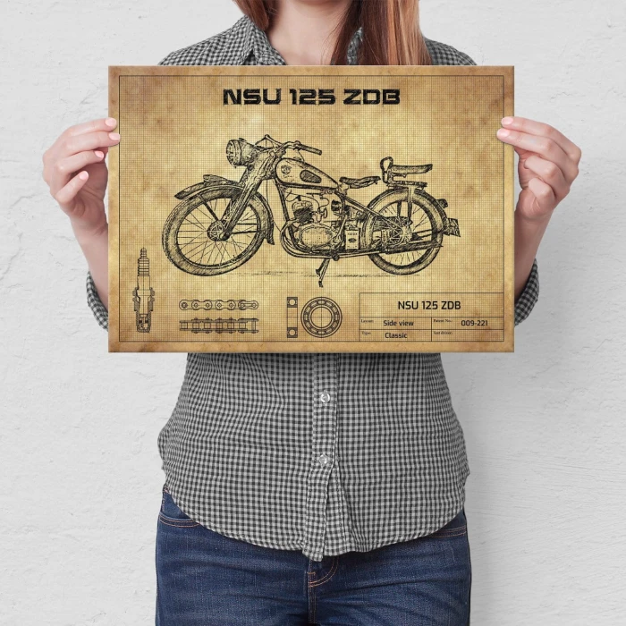 Plakat metalowy NSU 125 ZDB Prezent