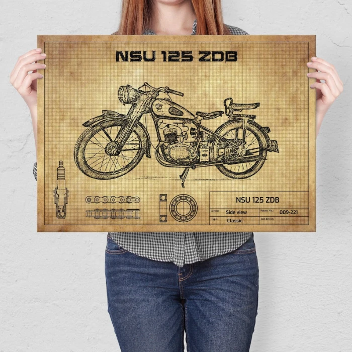 Plakat metalowy NSU 125 ZDB Prezent