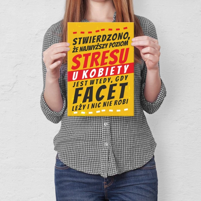 Plakat metalowy poziom stresu Prezent