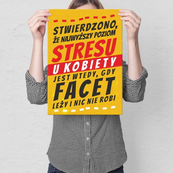 Plakat metalowy poziom stresu Prezent