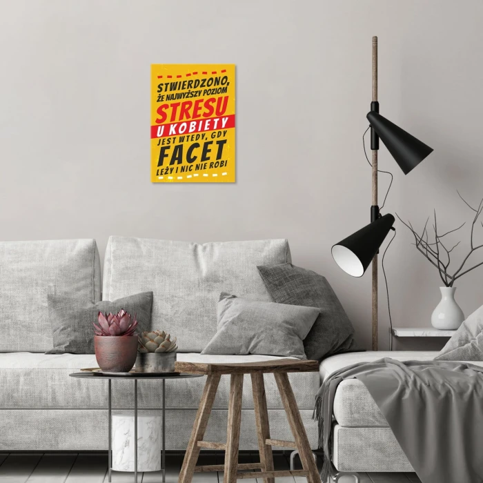 Plakat metalowy poziom stresu Prezent