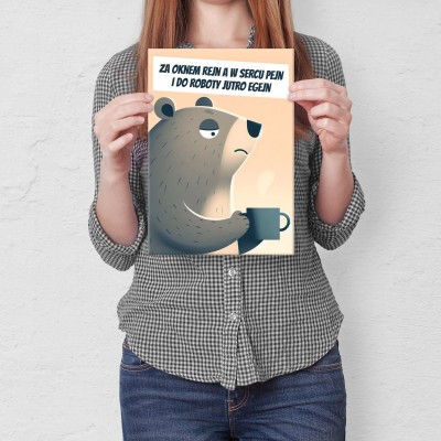 Plakat metalowy za oknem rejn Prezent