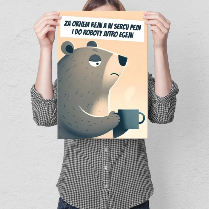 Plakat metalowy za oknem rejn Prezent