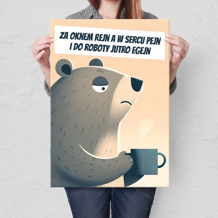 Plakat metalowy za oknem rejn Prezent