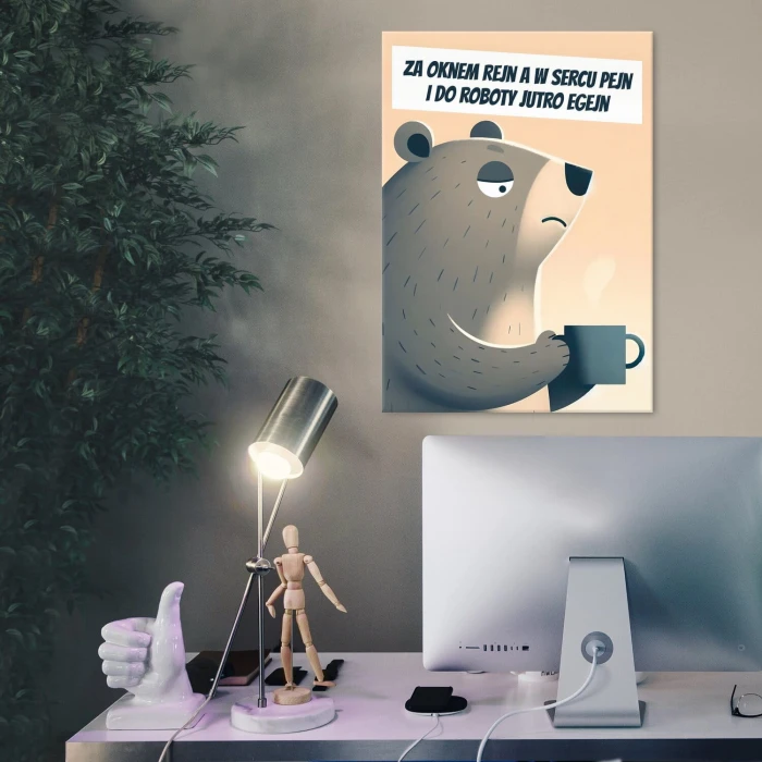 Plakat metalowy za oknem rejn Prezent