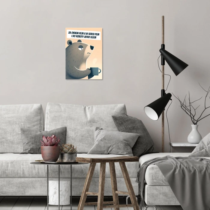 Plakat metalowy za oknem rejn Prezent