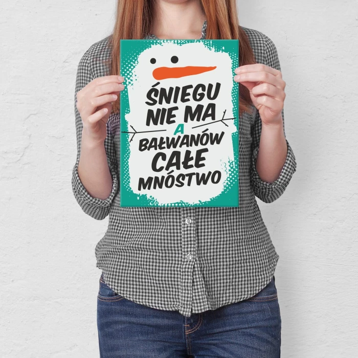 Plakat metalowy Śniegu nie ma Prezent