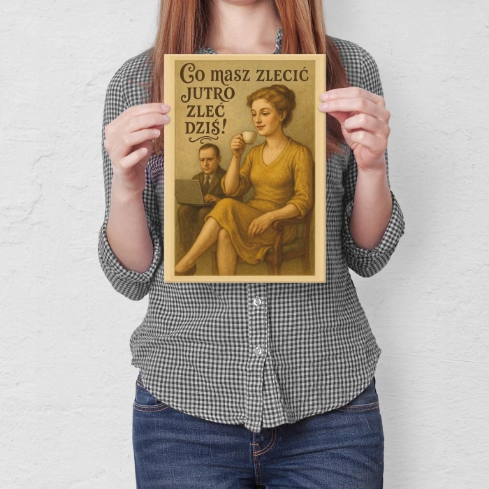 Plakat metalowy co masz zlecić jutro Prezent