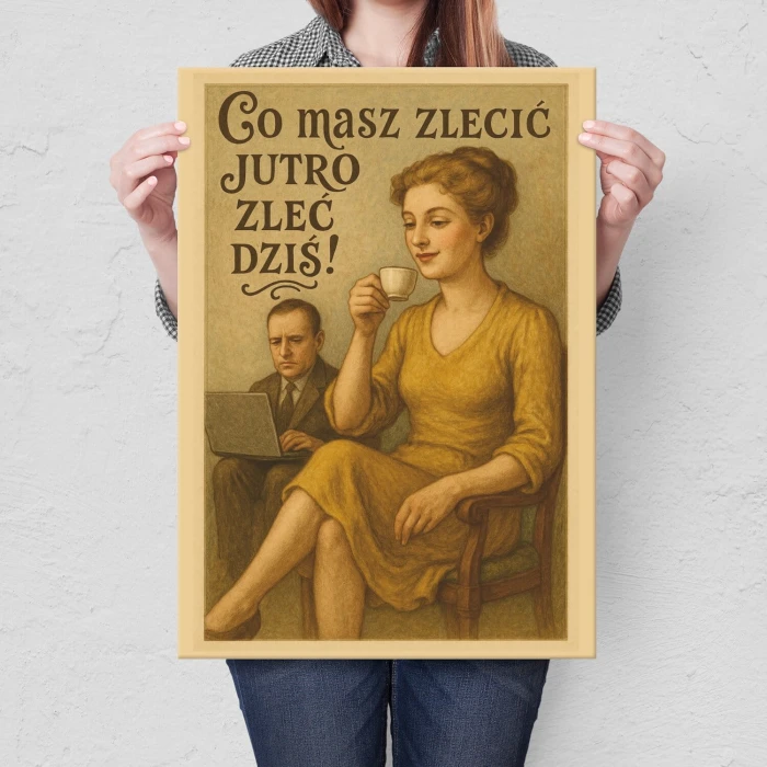 Plakat metalowy co masz zlecić jutro Prezent
