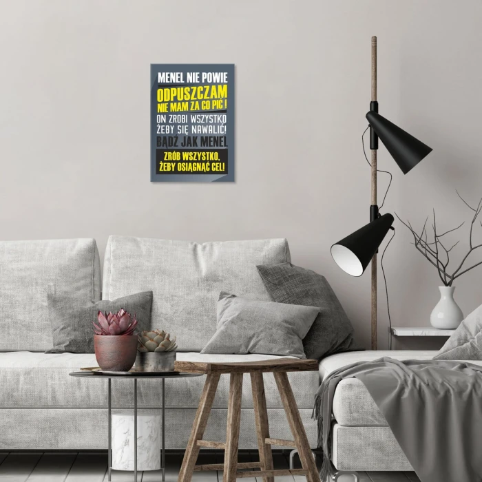 Plakat metalowy menel nie powie Prezent