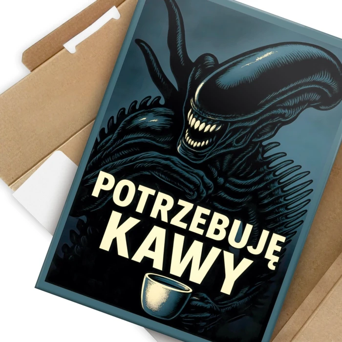 Plakat metalowy potrzebuję kawy Prezent