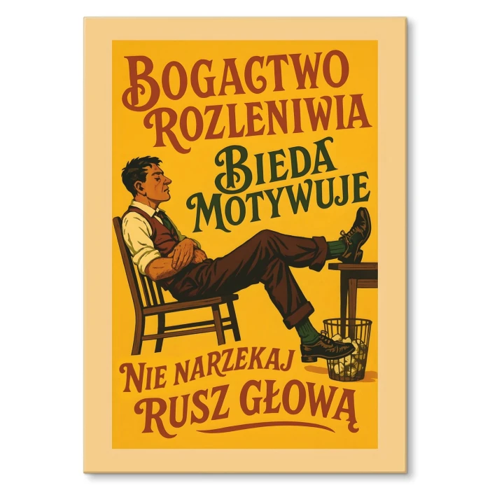 Plakat metalowy bogactwo rozleniwia Prezent