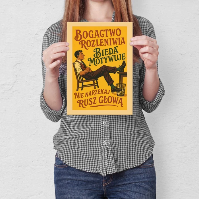 Plakat metalowy bogactwo rozleniwia Prezent