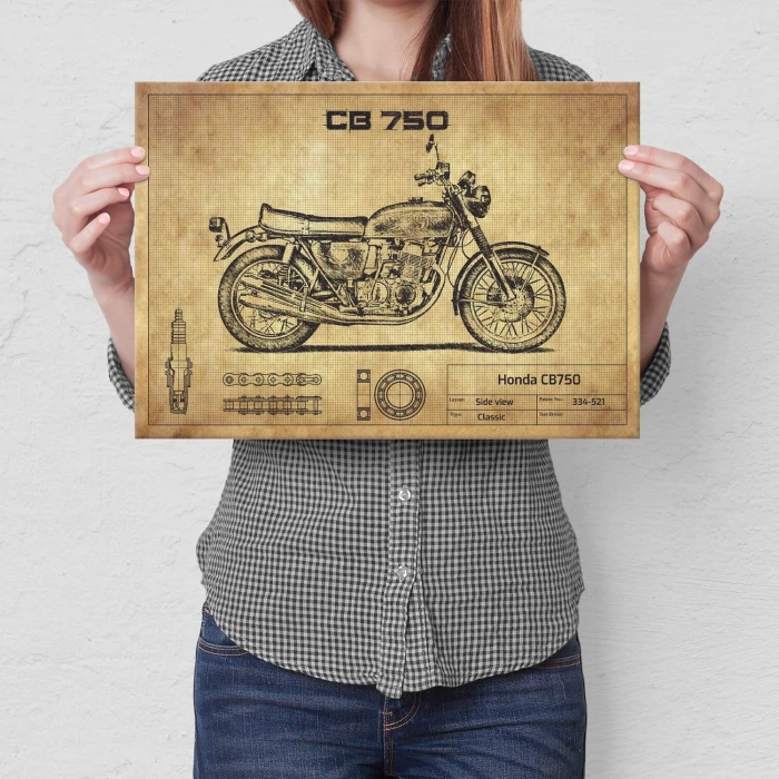 Plakat metalowy Honda CB750 Prezent