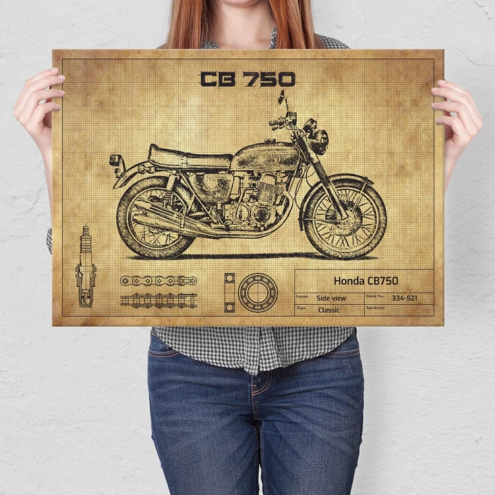 Plakat metalowy Honda CB750 Prezent