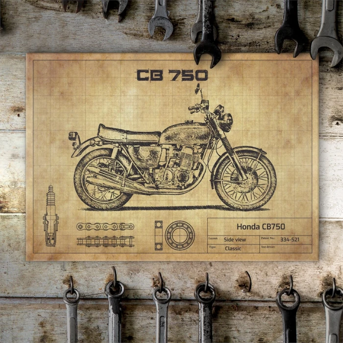 Plakat metalowy Honda CB750 Prezent
