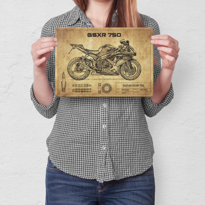 Plakat metalowy Suzuki GSXR 750 Prezent