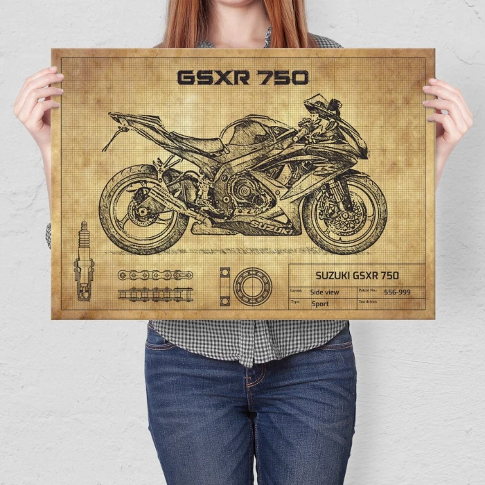 Plakat metalowy Suzuki GSXR 750 Prezent