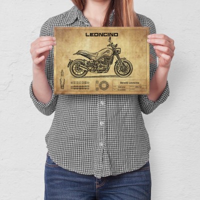 Plakat metalowy Benelli Leoncino Prezent