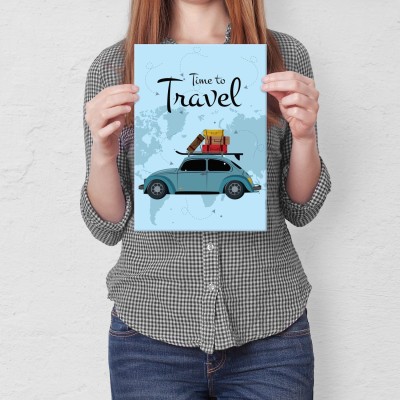 Plakat metalowy Time to travel Prezent