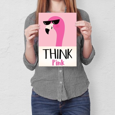Plakat metalowy Think pink Prezent