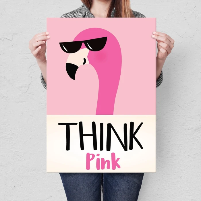 Plakat metalowy Think pink Prezent