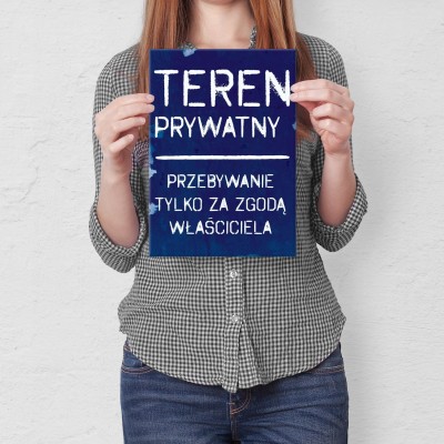 Plakat metalowy Teren prywatny Prezent
