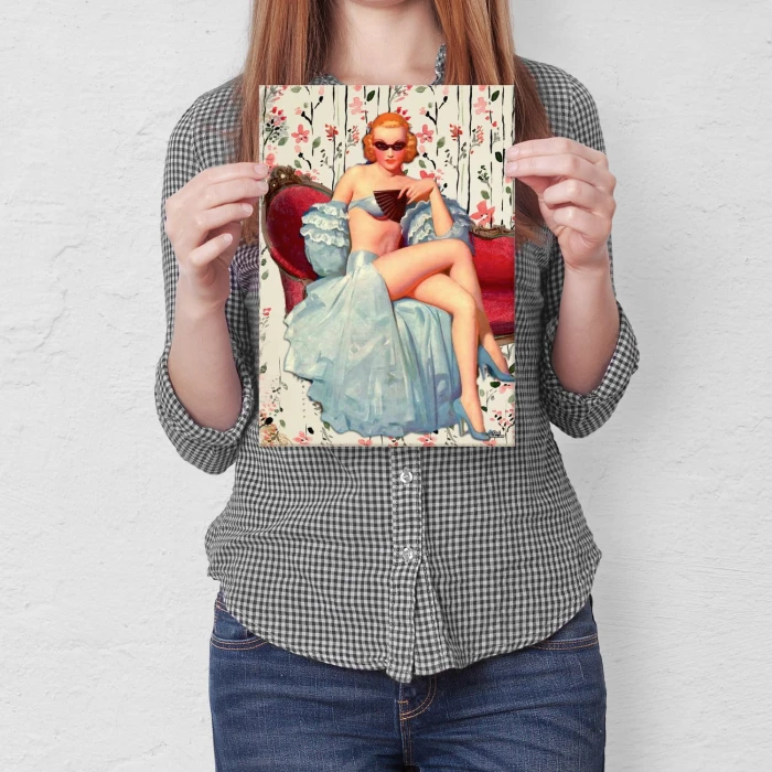 Plakat metalowy Retro lady Prezent