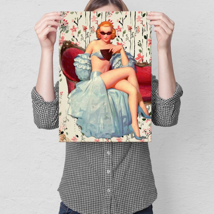 Plakat metalowy Retro lady Prezent