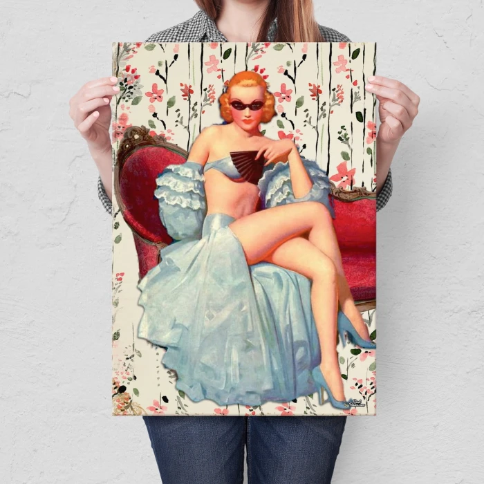Plakat metalowy Retro lady Prezent
