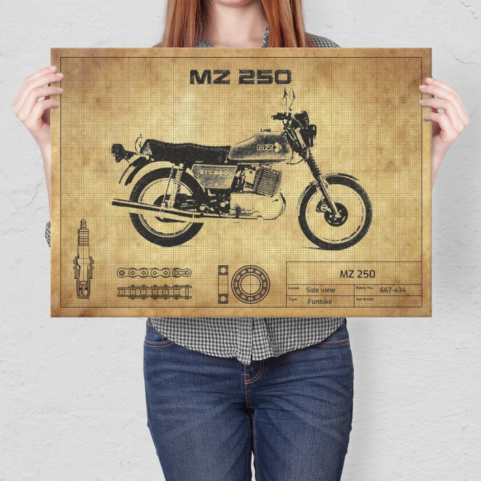 Plakat metalowy MZ 250 Prezent