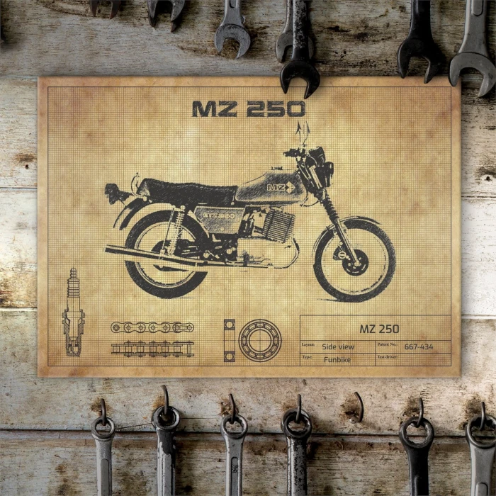 Plakat metalowy MZ 250 Prezent