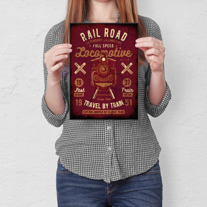 Plakat metalowy Travel by train