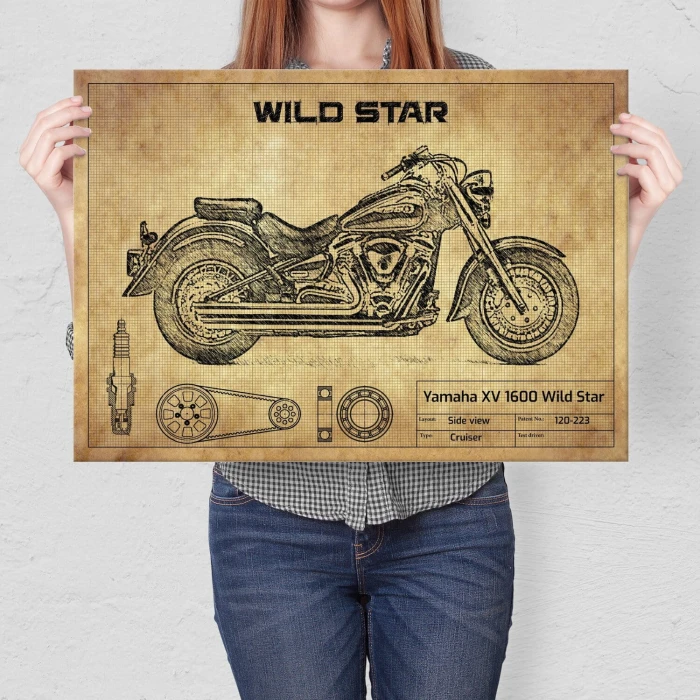 Plakat metalowy Yamaha XV Wild Star Prezent