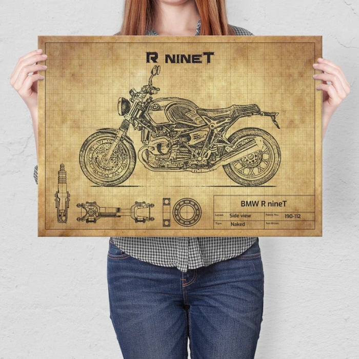 Plakat metalowy BMW R nineT Prezent