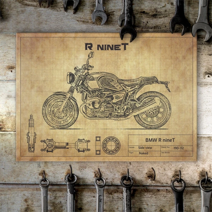 Plakat metalowy BMW R nineT Prezent