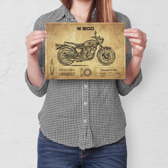 Plakat metalowy Kawasaki W800 Prezent