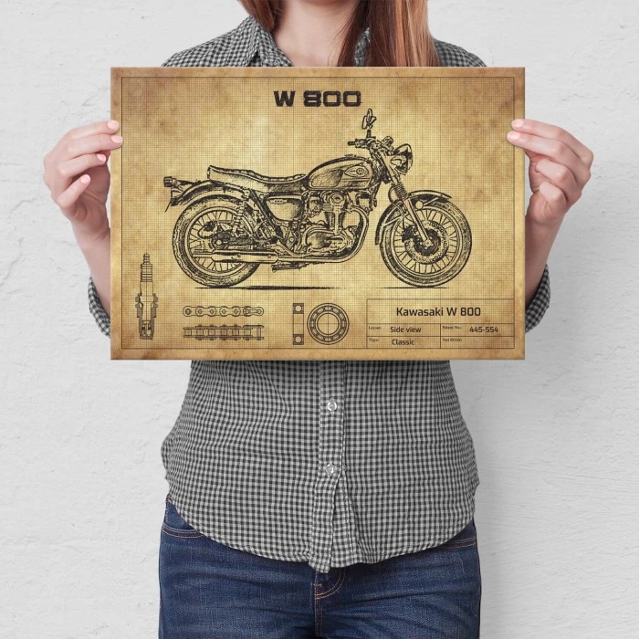 Plakat metalowy Kawasaki W800 Prezent