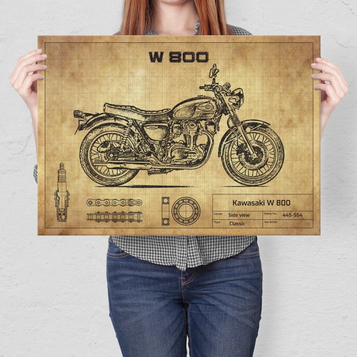 Plakat metalowy Kawasaki W800 Prezent