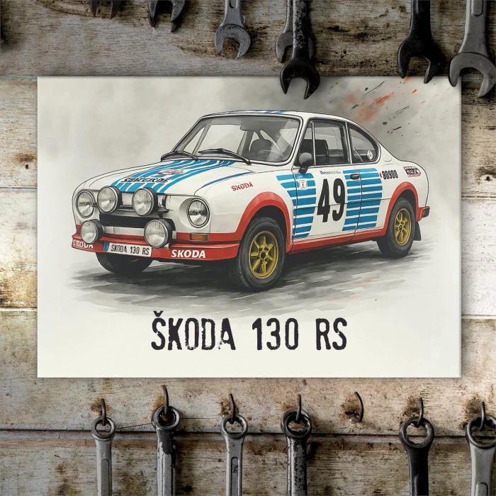 Plakat metalowy Skoda 130 RS Prezent