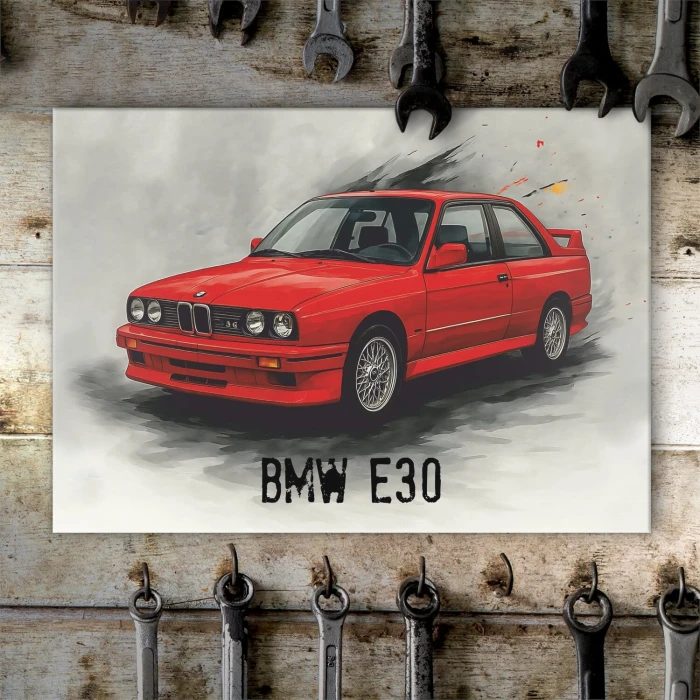 Plakat metalowy BMW E30 legend Prezent