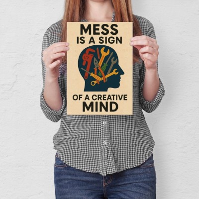 Plakat metalowy Creative Mind, Messy Tools Prezent