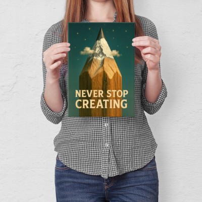 Plakat metalowy Never stop creating! Prezent