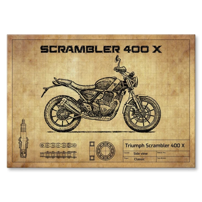 Plakat metalowy Triumph Scrambler 400 X Prezent