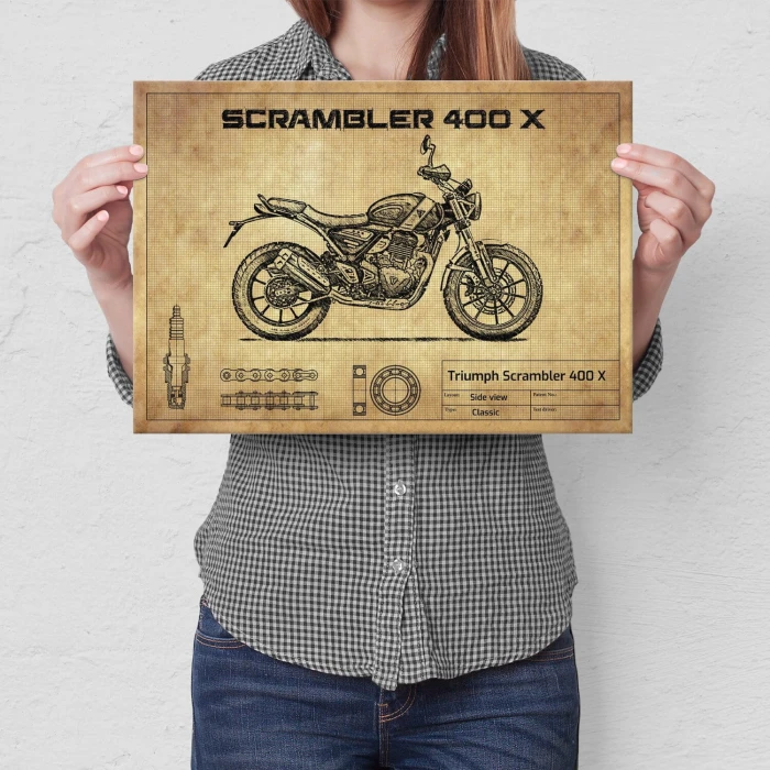 Plakat metalowy Triumph Scrambler 400 X Prezent