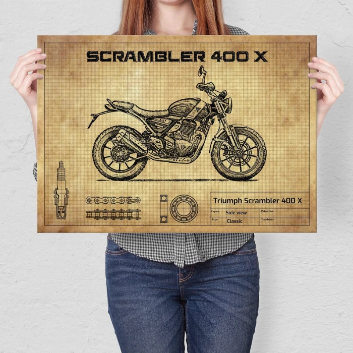 Plakat metalowy Triumph Scrambler 400 X Prezent